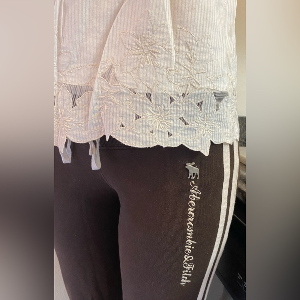 Vintage RARE Abercrombie brown low rise flare sweats - Picture 5 of 14